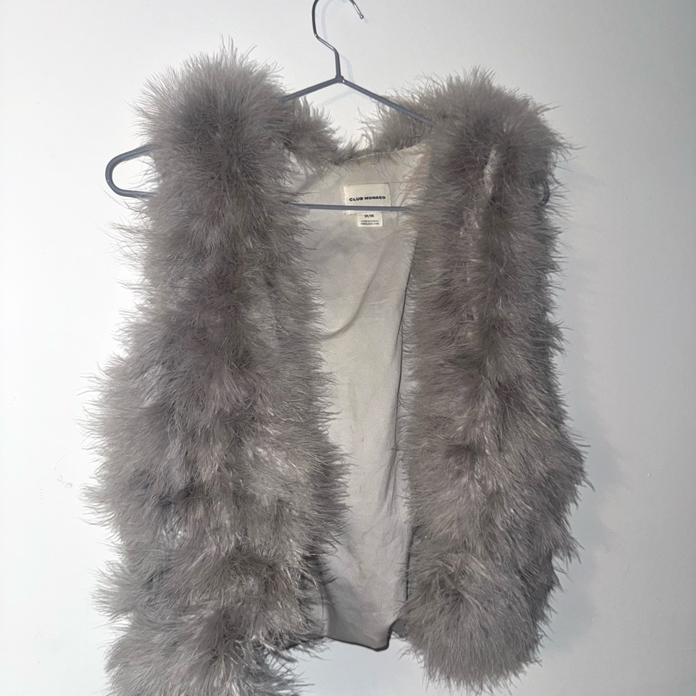 Club Monaco Gray Fur Vest